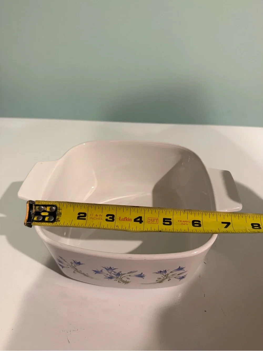 Corningware White Stoneware Baking Dish with Blue Floral Sprays